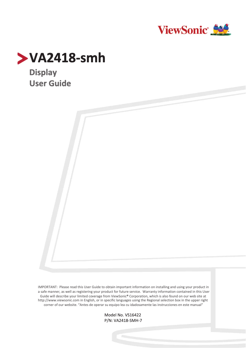 Página 1 del manual Manual de usuario Viewsonic VA2418-SMH-7