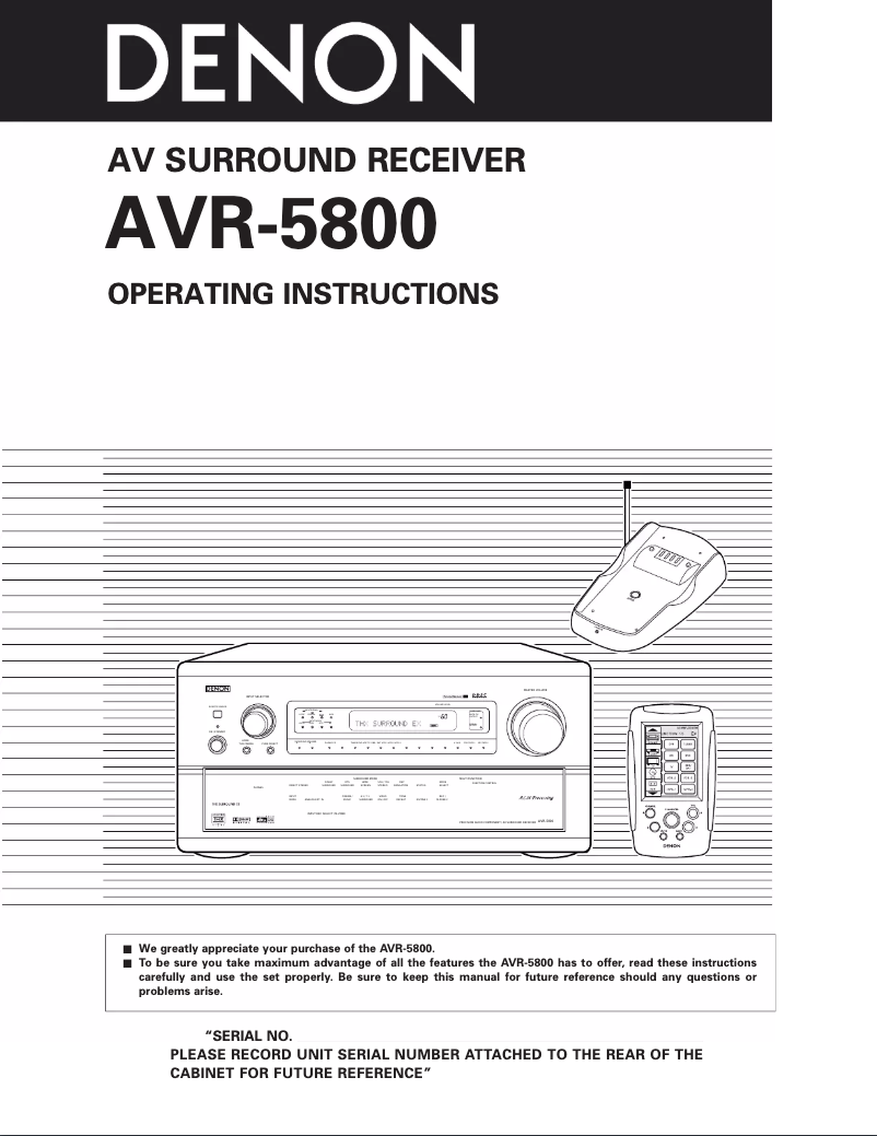 Page 1 of the manual User Manual Denon AVR-5800