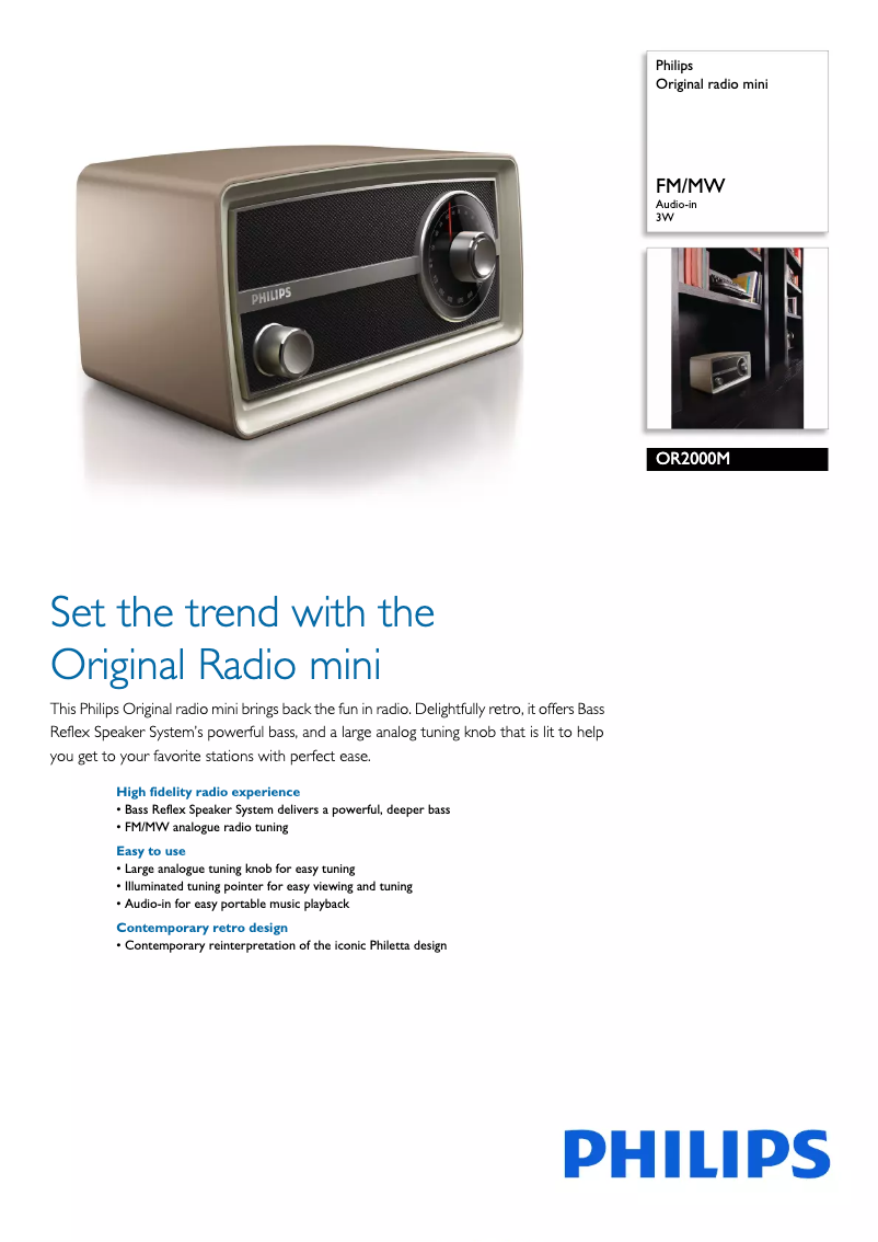 Page 1 de la notice Brochure Philips OR2000M