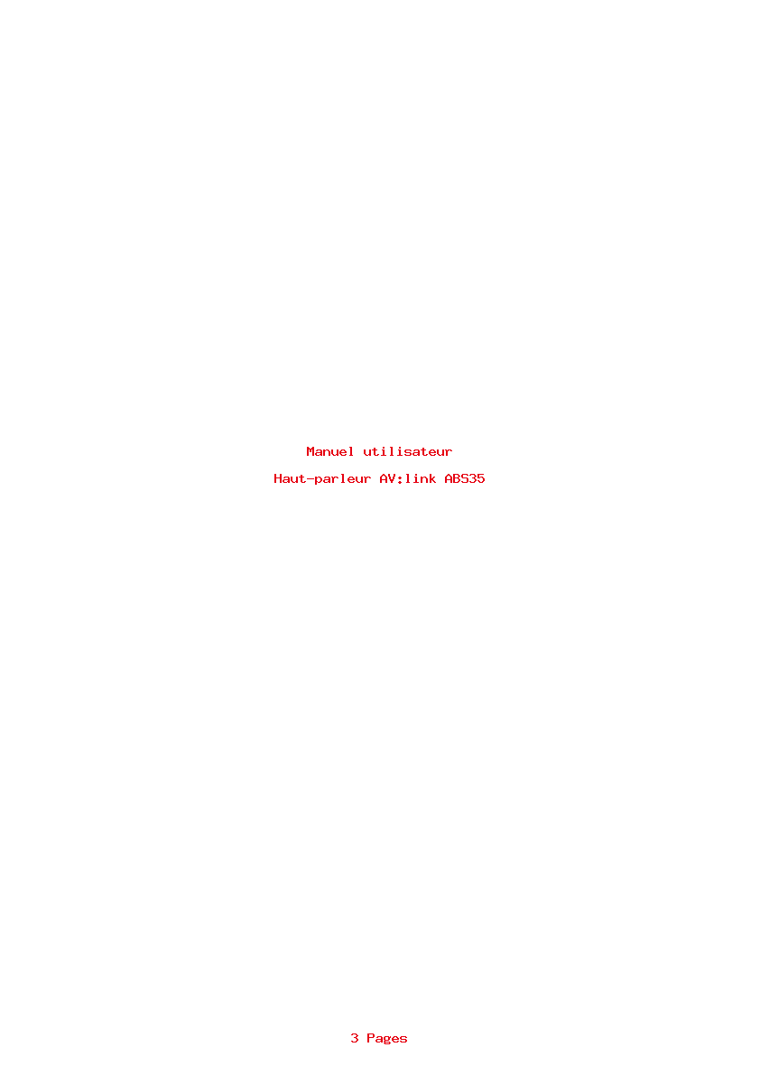 Page 1 de la notice Manuel utilisateur AV:link ABS35