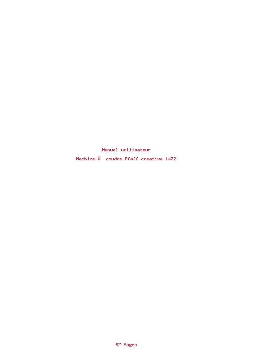Page 1 de la notice Manuel utilisateur Pfaff creative 1472