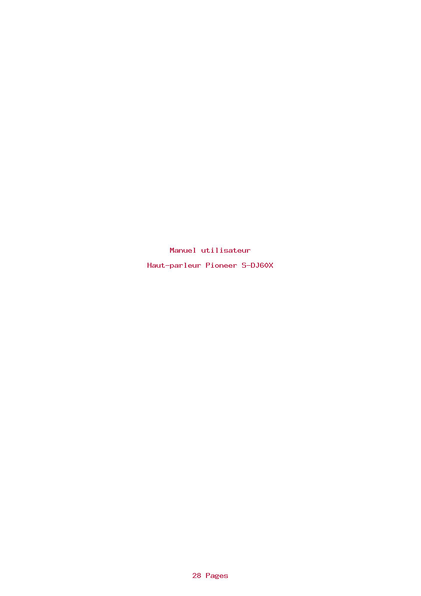 Page 1 de la notice Manuel utilisateur Pioneer S-DJ60X