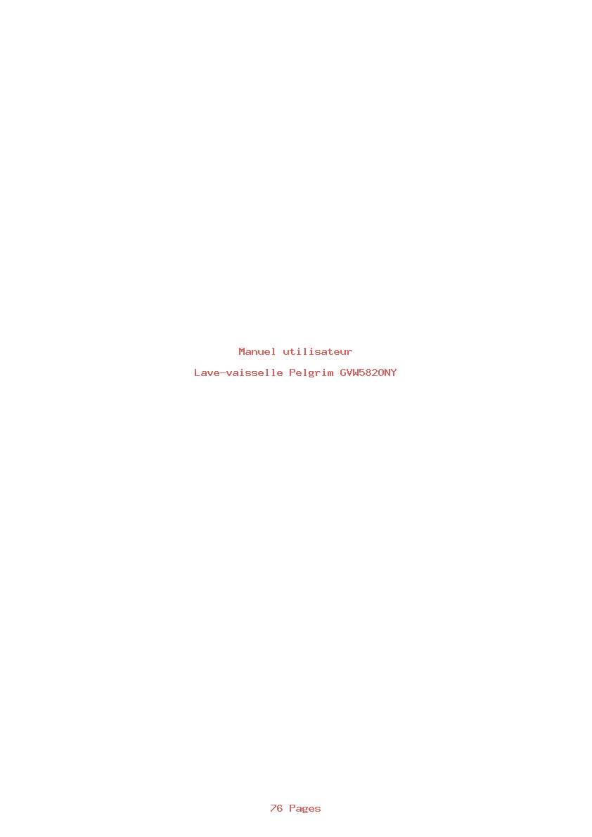 Page 1 de la notice Manuel utilisateur Pelgrim GVW582ONY