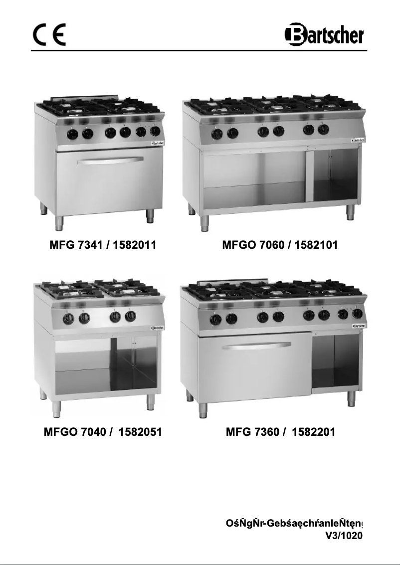 Page 1 de la notice Manuel utilisateur Bartscher MFGO 7040