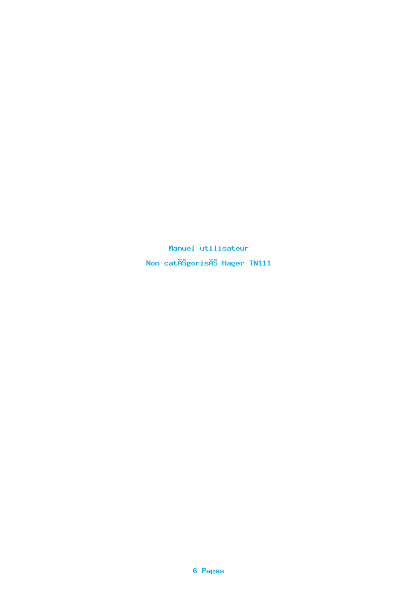 Page 1 de la notice Manuel utilisateur Hager TN111