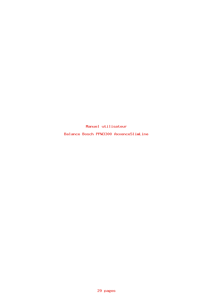 Page 1 de la notice Manuel utilisateur Bosch PPW3300 AxxenceSlimLine