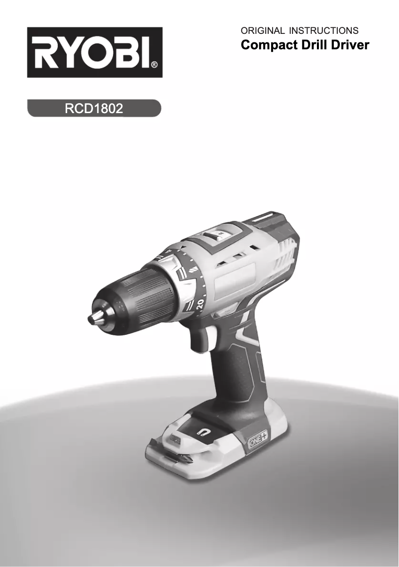 Page 1 de la notice Manuel utilisateur RYOBI RCD1802