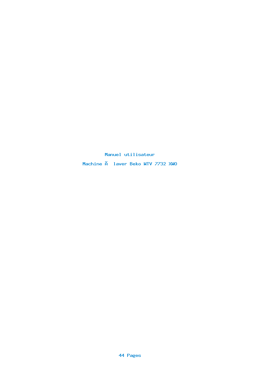 Page 1 de la notice Manuel utilisateur Beko WTV 7732 XWO