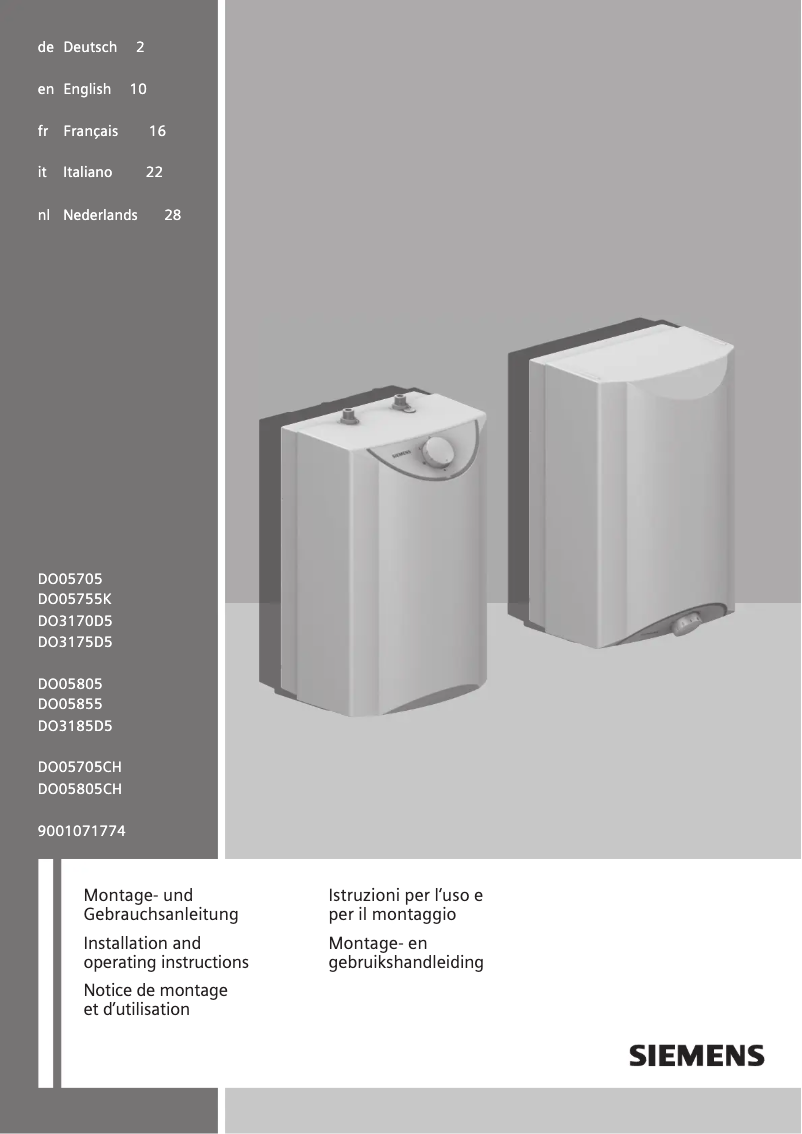 Page 1 de la notice Manuel utilisateur Siemens DO05755K