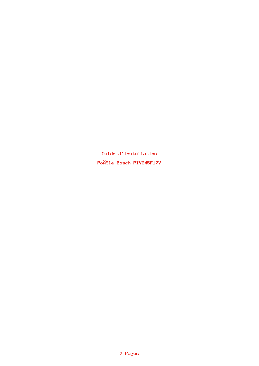 Page 1 de la notice Guide d'installation Bosch PIV645F17V