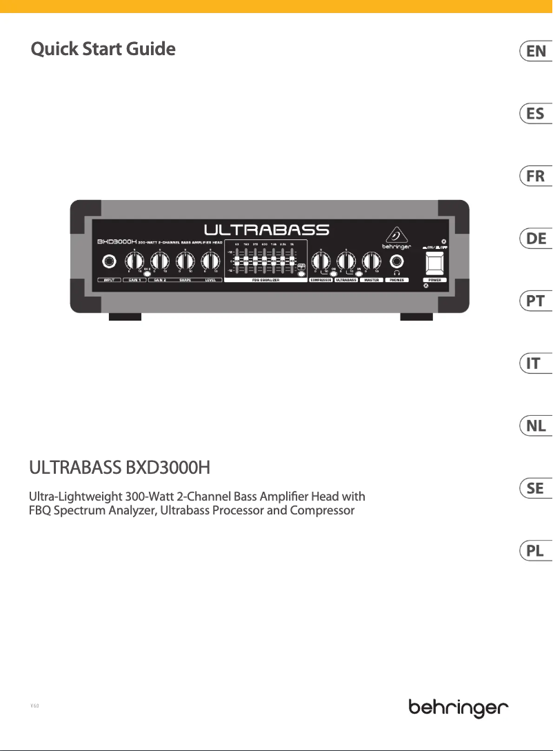 Página 1 del manual Guía de inicio rápido Behringer Ultrabass BXD3000H
