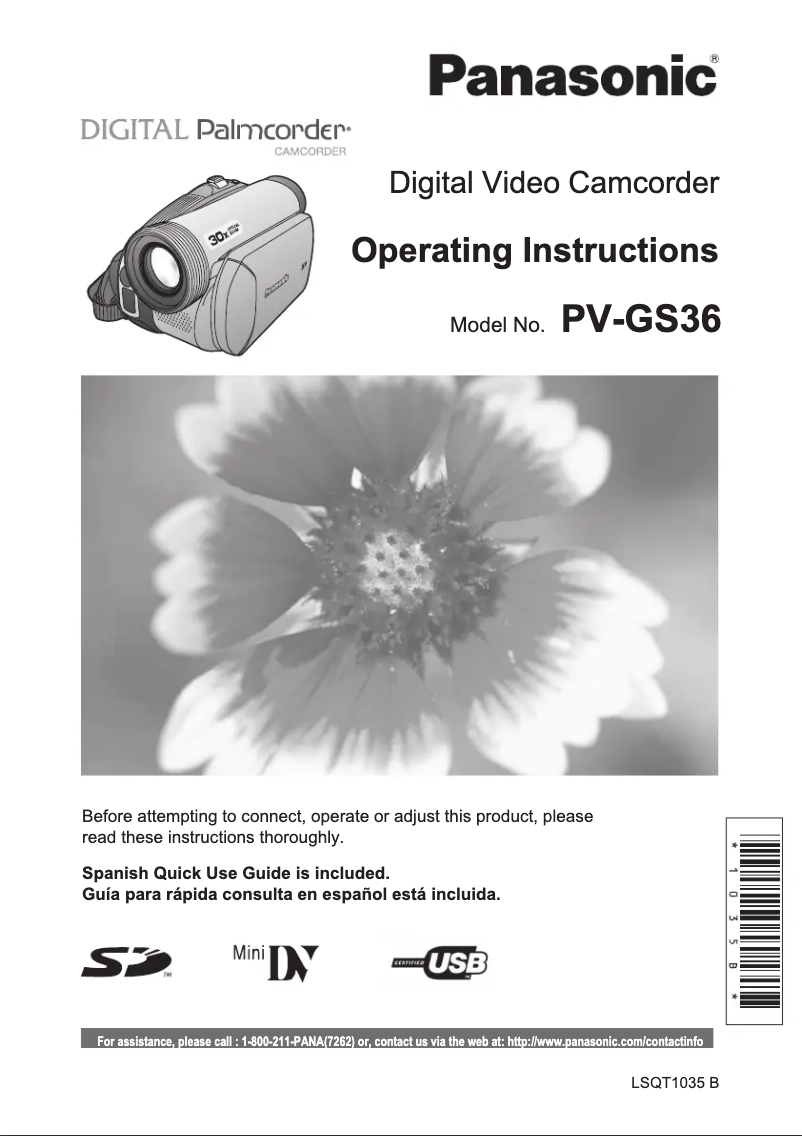 Página 1 del manual Manual de usuario Panasonic PV-GS36