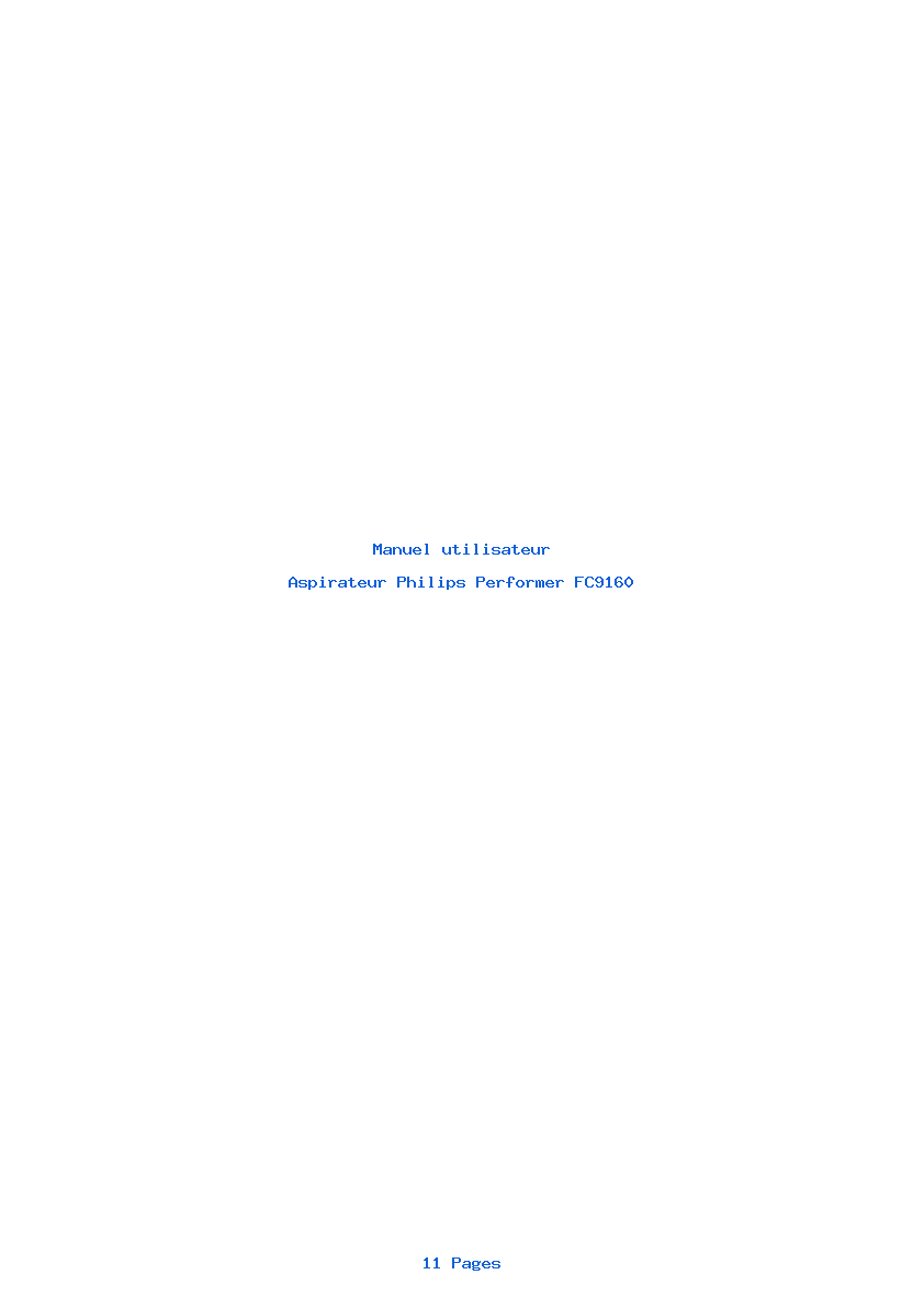 Page 1 de la notice Manuel utilisateur Philips Performer FC9160