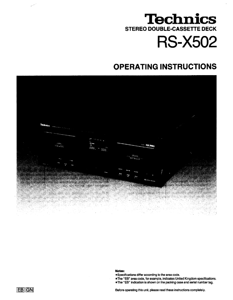 Page 1 of the manual User Manual Technics RS-X502