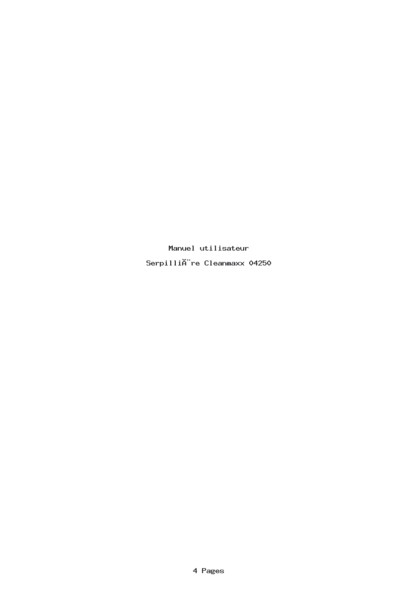 Page 1 de la notice Manuel utilisateur Cleanmaxx 04250