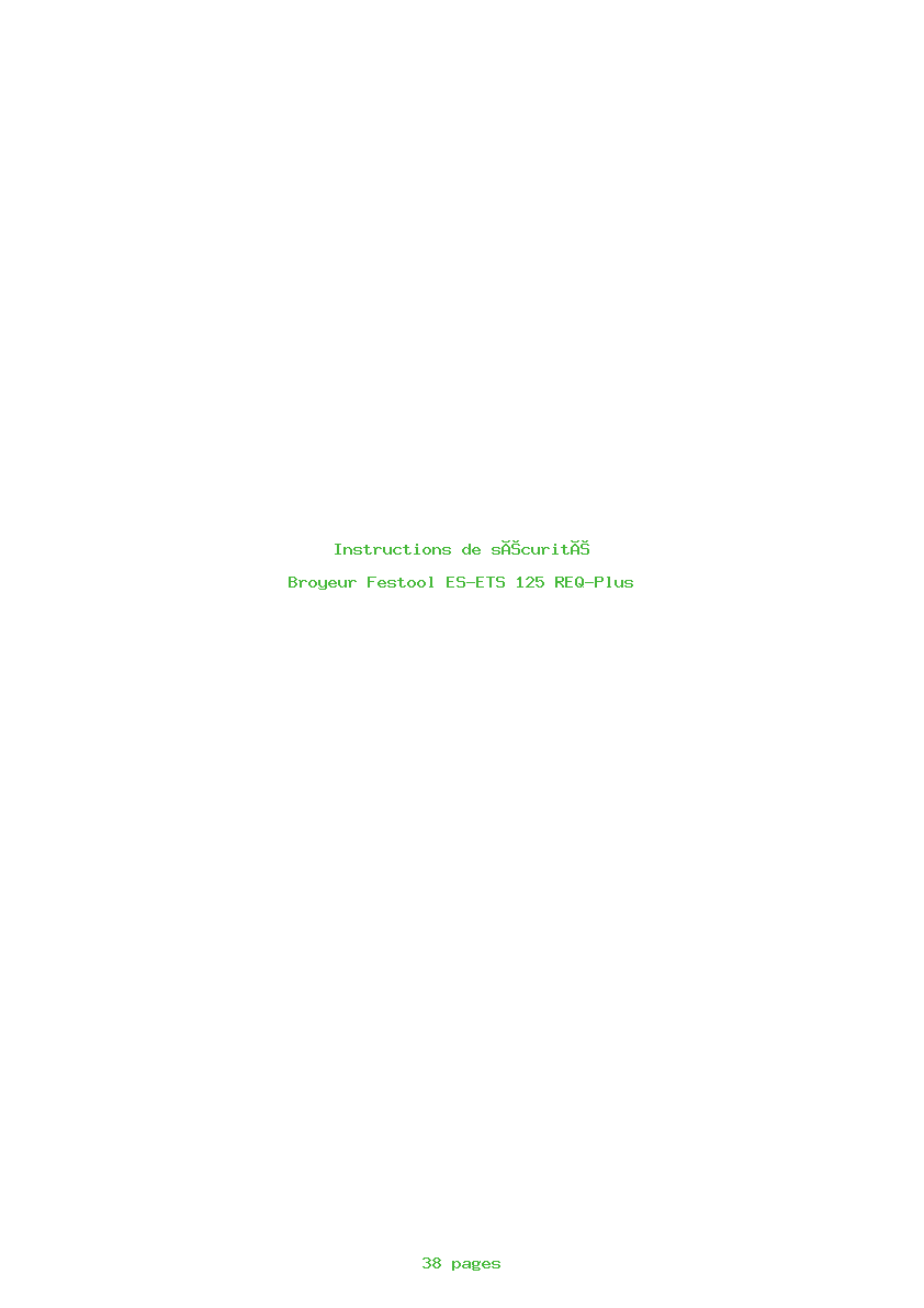 Page 1 de la notice Instructions de sécurité Festool ES-ETS 125 REQ-Plus