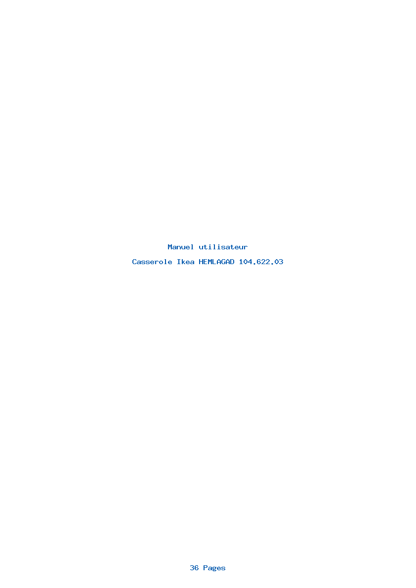Page 1 de la notice Manuel utilisateur Ikea HEMLAGAD 104.622.03