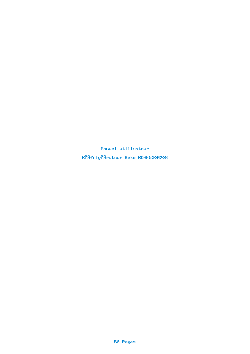 Page 1 de la notice Manuel utilisateur Beko RDSE500M20S
