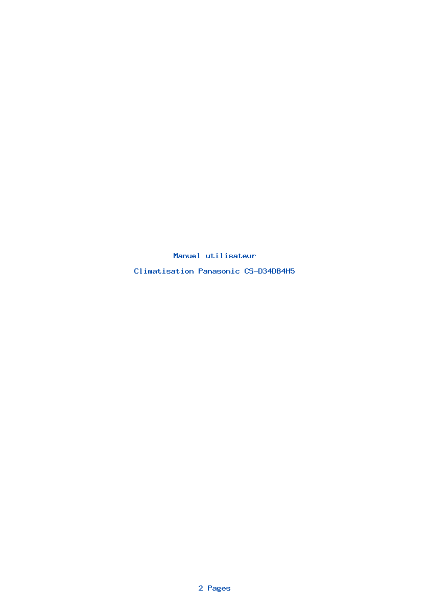 Page 1 de la notice Manuel utilisateur Panasonic CS-D34DB4H5