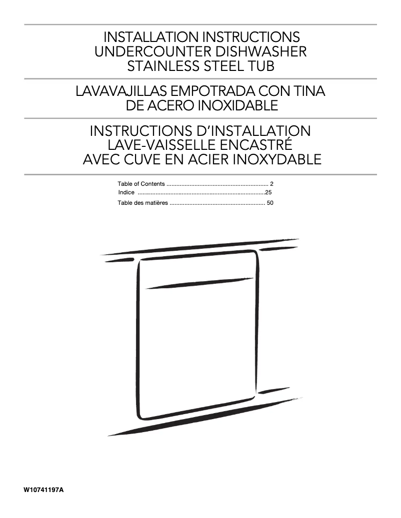 Page 1 de la notice Guide d'installation KitchenAid Architect KDTE334DSS