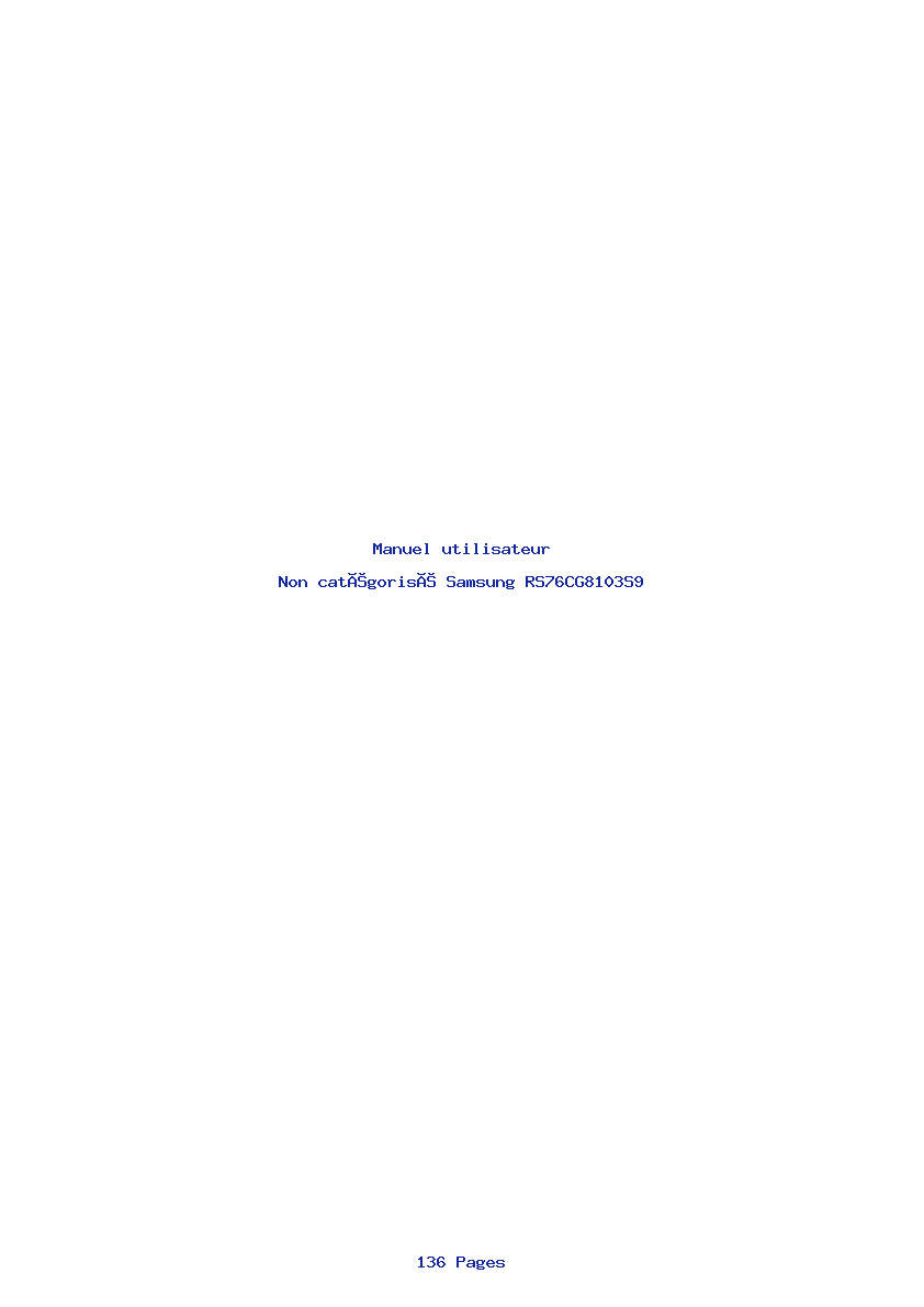 Page 1 de la notice Manuel utilisateur Samsung RS76CG8103S9