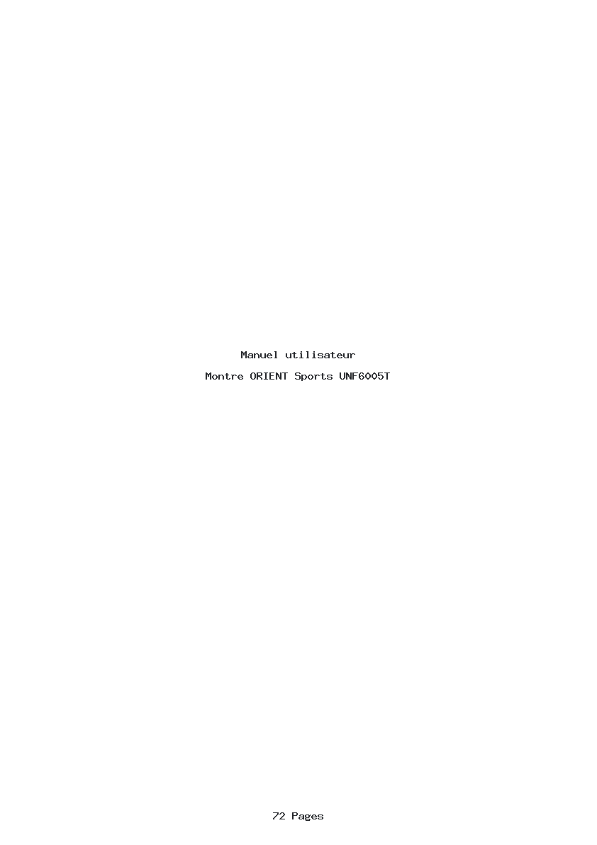 Page 1 de la notice Manuel utilisateur ORIENT Sports UNF6005T