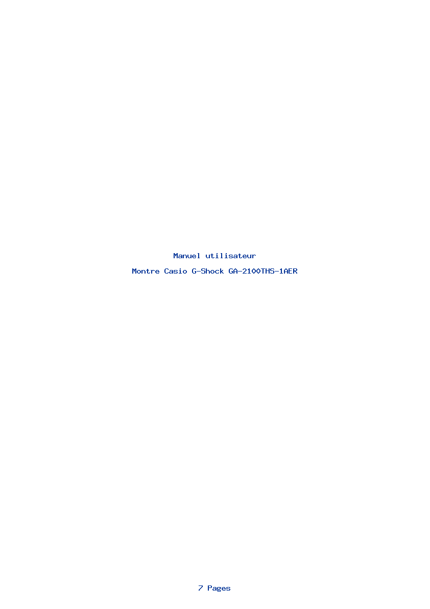 Page 1 de la notice Manuel utilisateur Casio G-Shock GA-2100THS-1AER