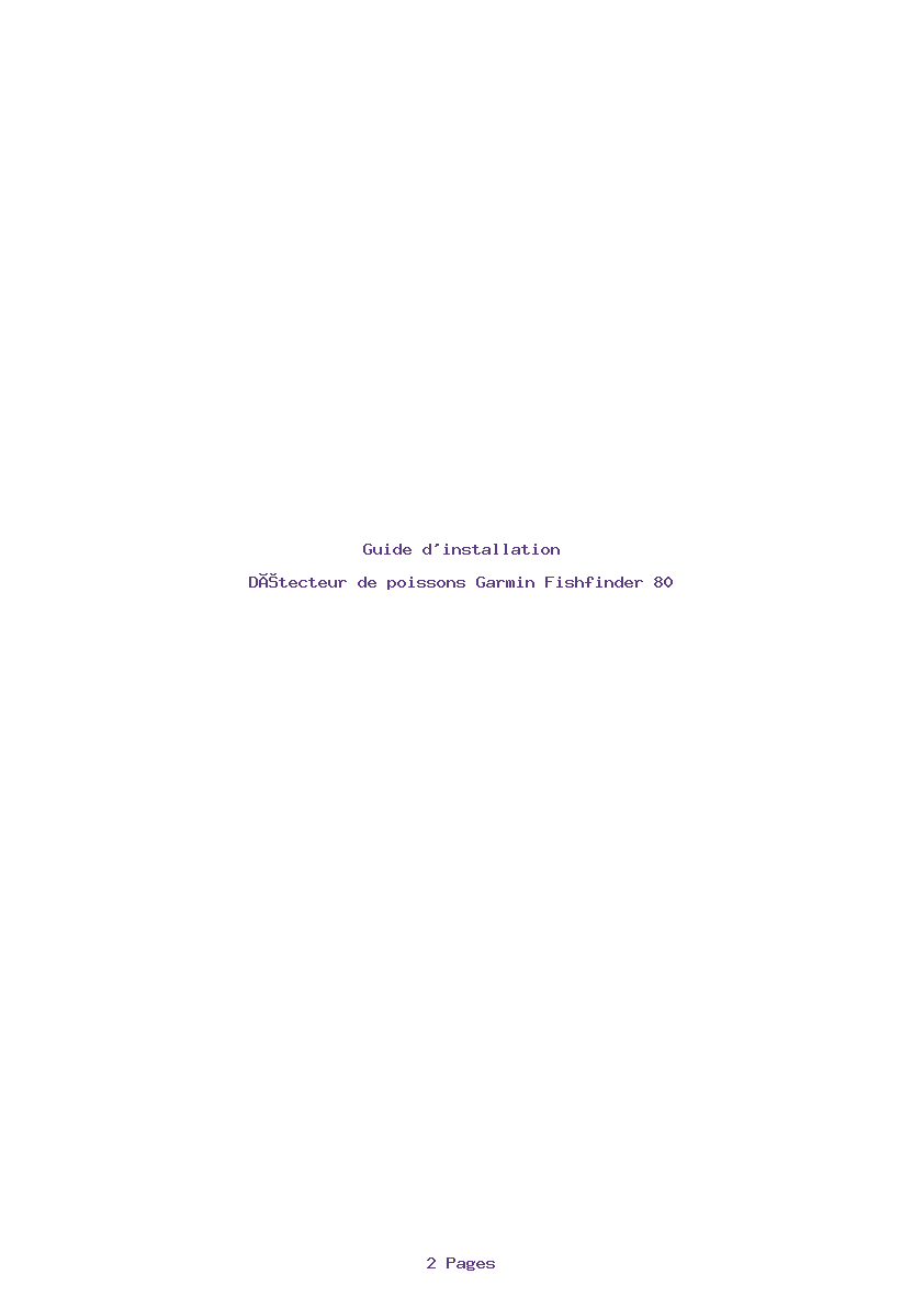 Page 1 de la notice Guide d'installation Garmin Fishfinder 80