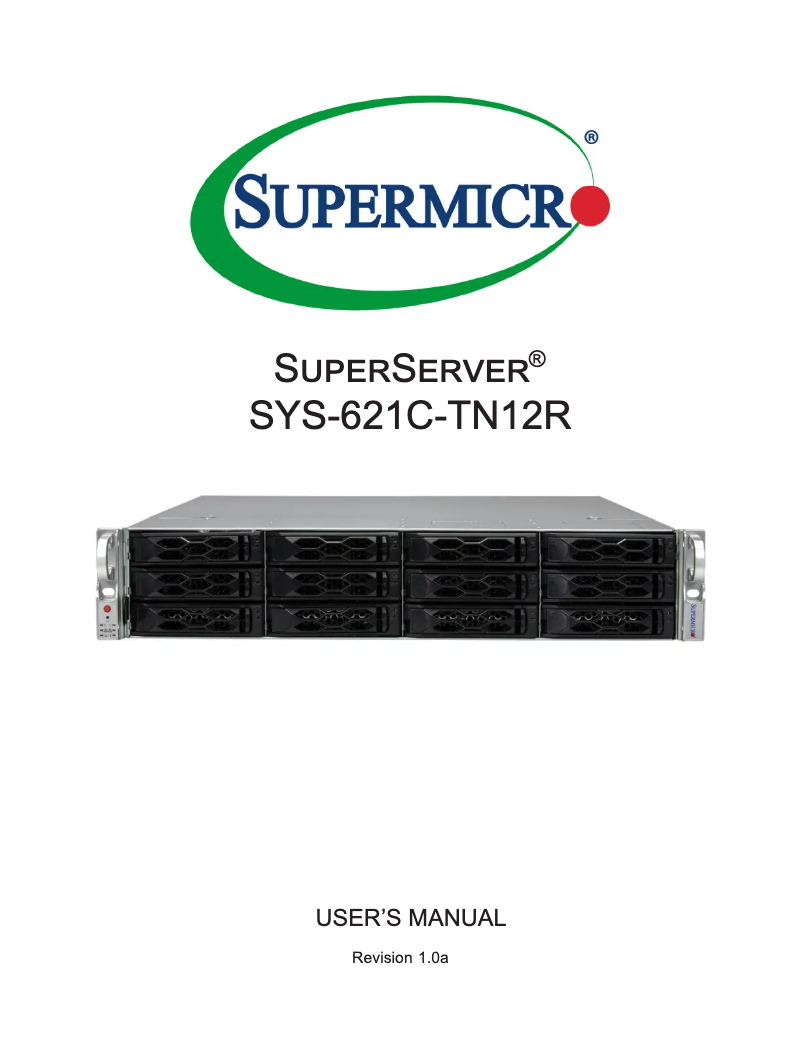 Page 1 de la notice Manuel utilisateur Supermicro SuperServer SYS-621C-TN12R
