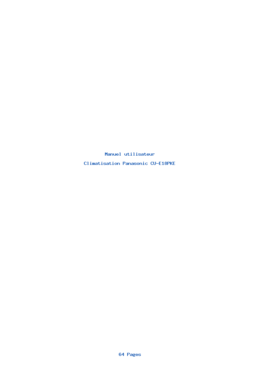 Page 1 de la notice Manuel utilisateur Panasonic CU-E18PKE