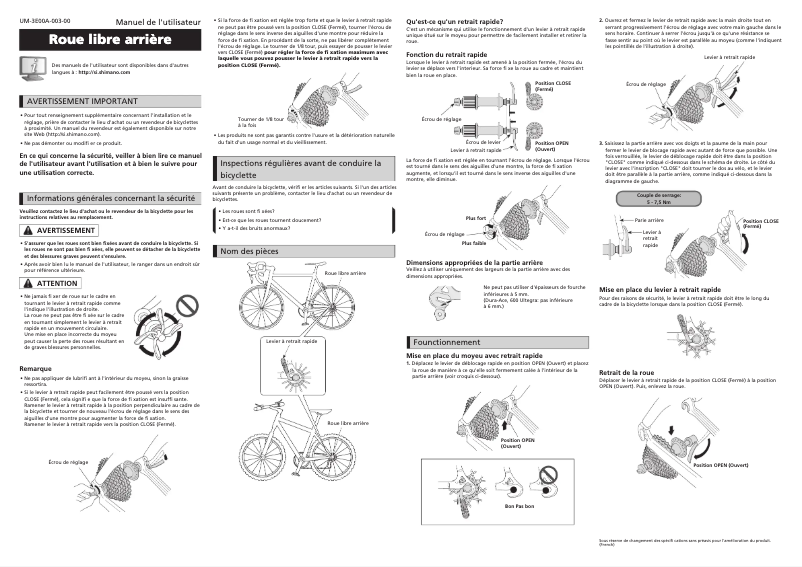 Página 1 del manual Manual de usuario Shimano FH-T610