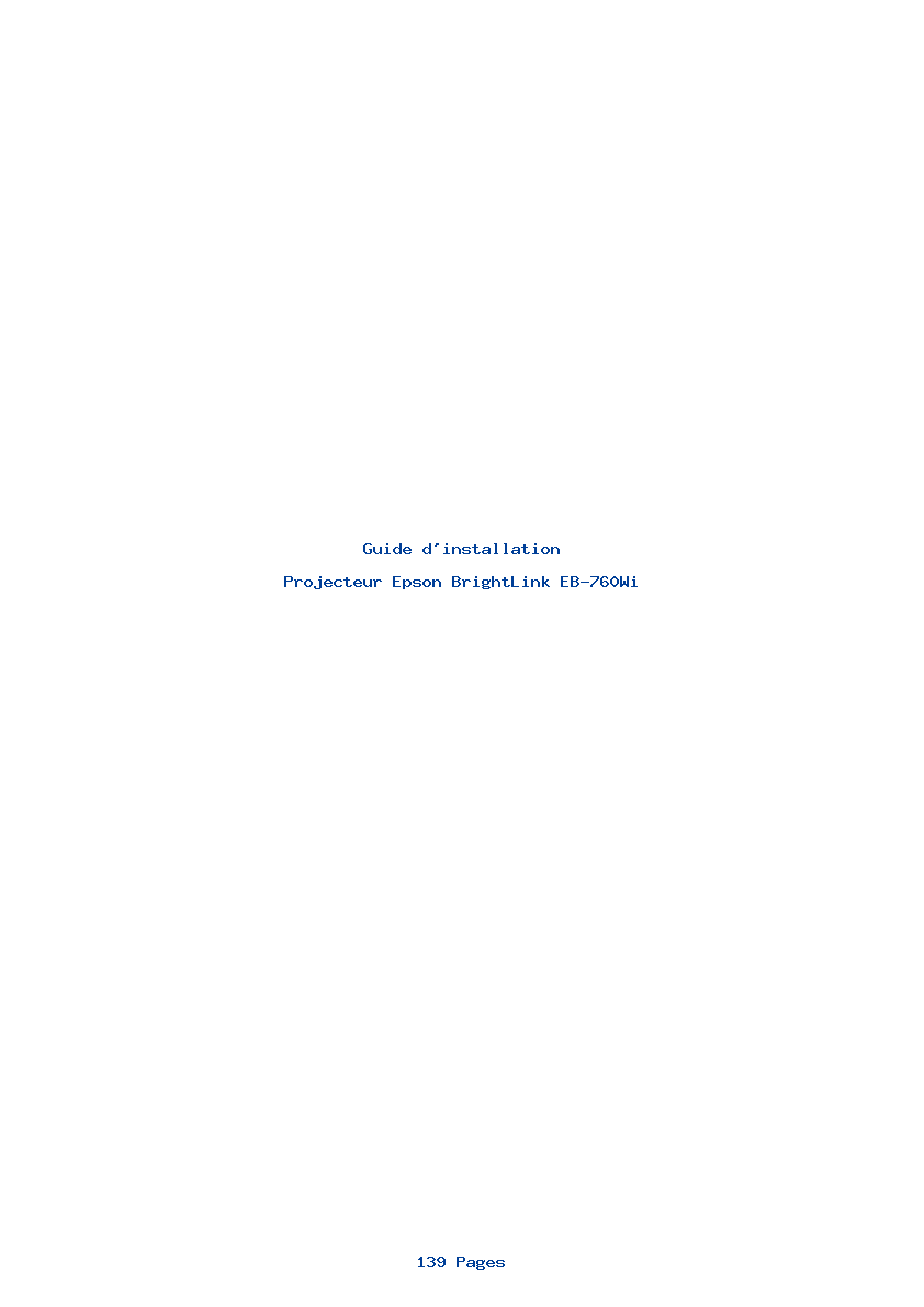 Page 1 de la notice Guide d'installation Epson BrightLink EB-760Wi