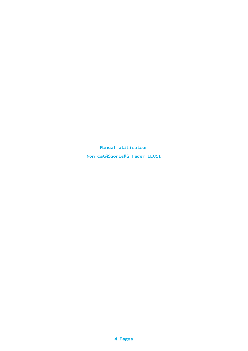 Page 1 de la notice Manuel utilisateur Hager EE811