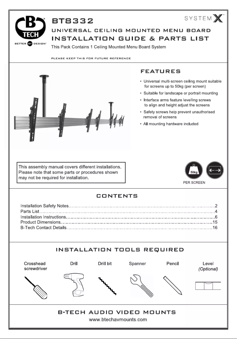 Page 1 of the manual User Manual B-Tech BT8332