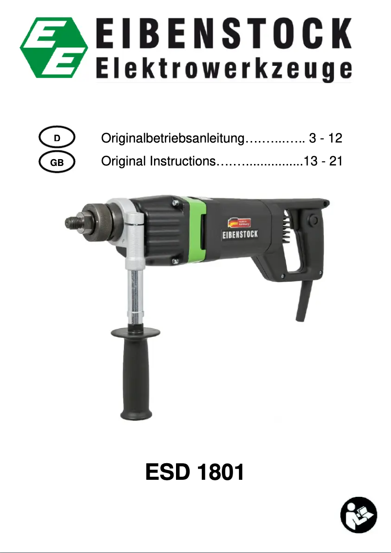 Page 1 de la notice Manuel utilisateur Eibenstock ESD 1801