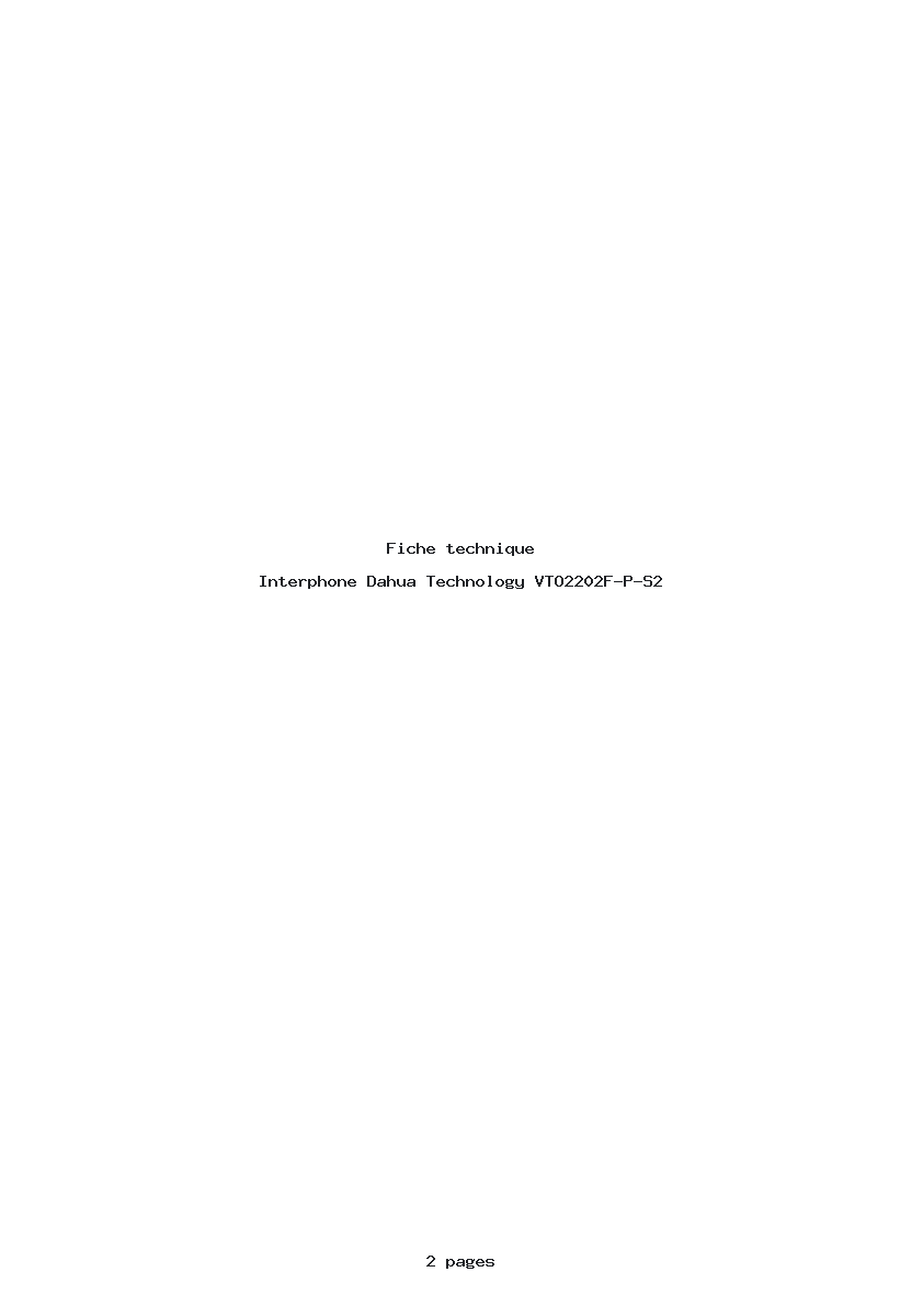 Page 1 de la notice Fiche technique Dahua Technology VTO2202F-P-S2