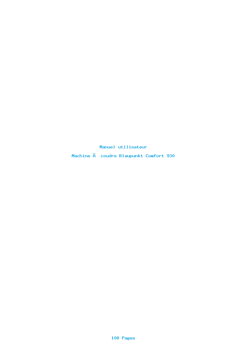 Page 1 de la notice Manuel utilisateur Blaupunkt Comfort 930