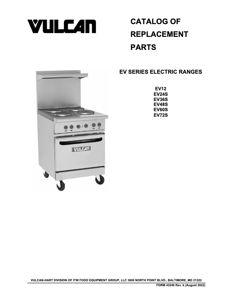 Página 1 del manual Catálogo Vulcan EV36S