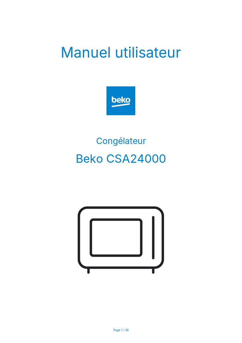 Image de la première page du manuel de l'appareil CSA24000