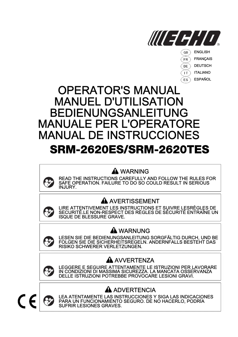 Page 1 de la notice Manuel utilisateur Echo SRM-2620TES