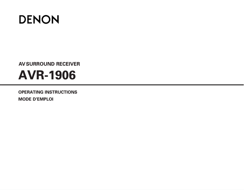 Page 1 of the manual User Manual Denon AVR-1906