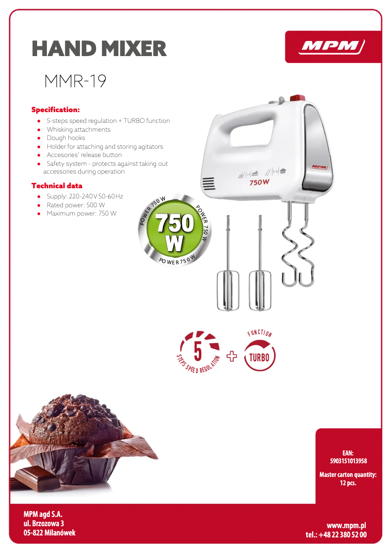 Page 1 de la notice Fiche technique MPM MMR-19