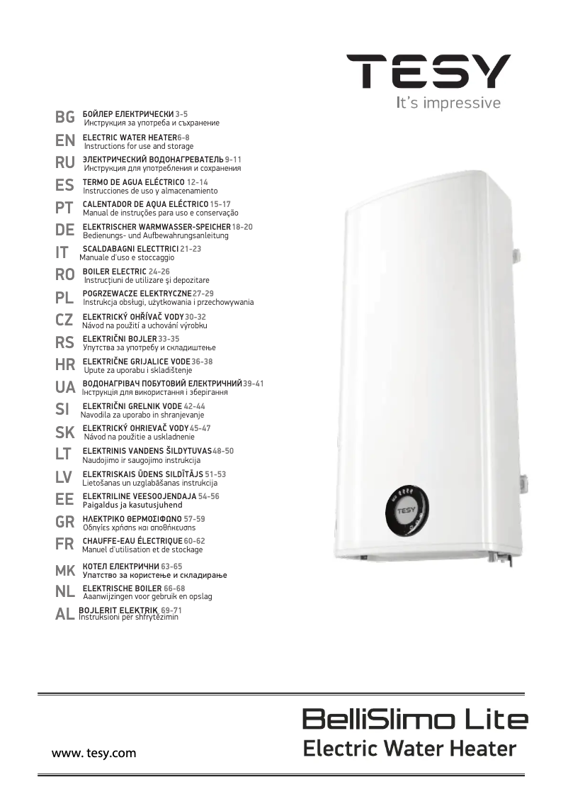 Página 1 del manual Manual de usuario Tesy BelliSlimo Lite 50