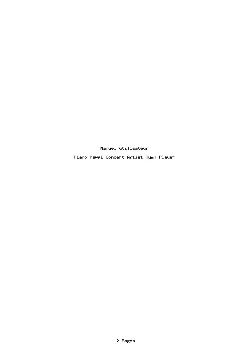 Page 1 de la notice Manuel utilisateur Kawai Concert Artist Hymn Player