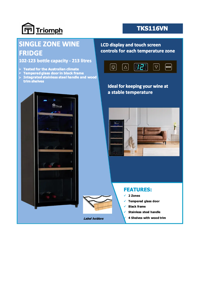 Página 1 del manual Ficha técnica Triomph TKS116VN