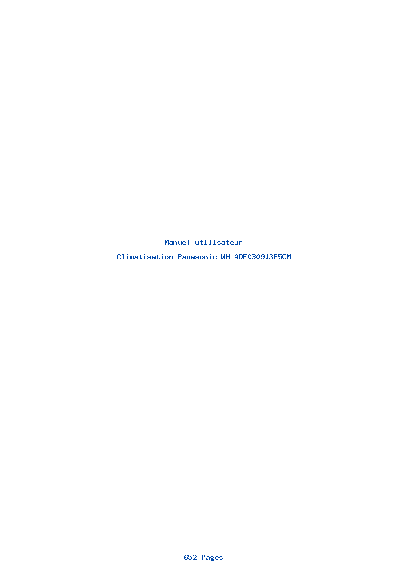 Page 1 de la notice Manuel utilisateur Panasonic WH-ADF0309J3E5CM