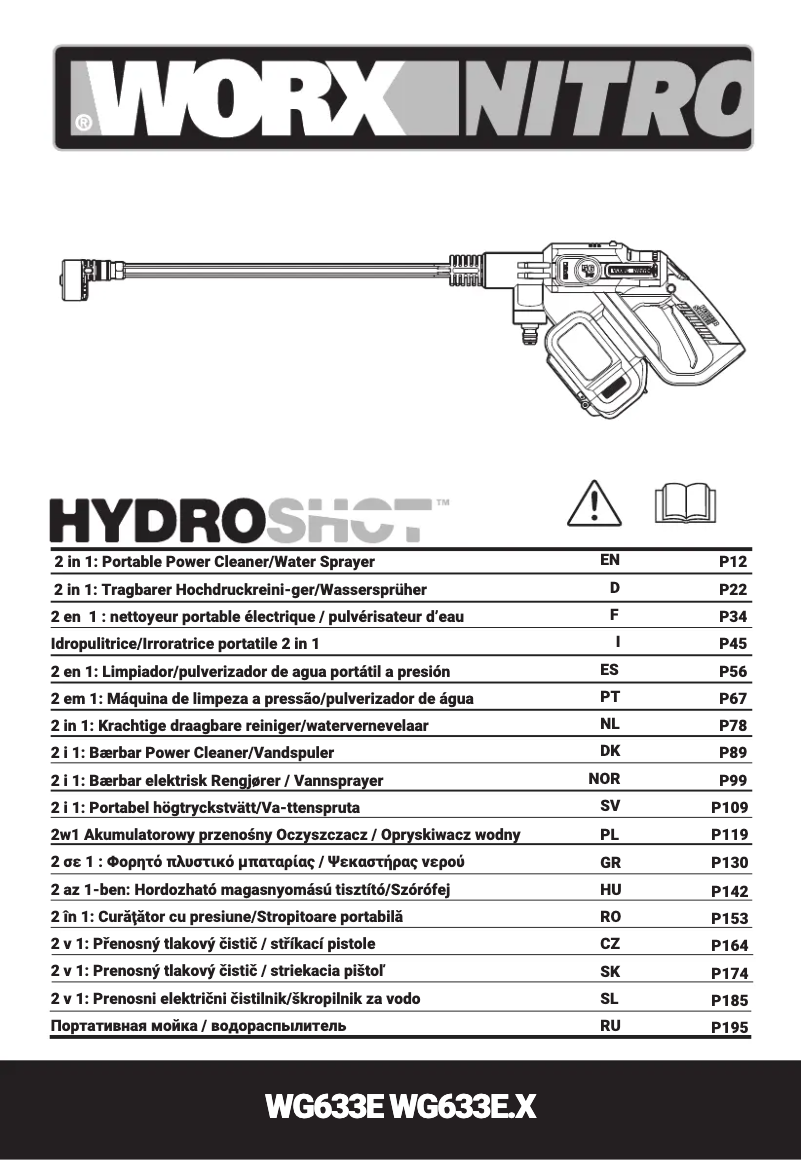 Page 1 de la notice Manuel utilisateur Worx HydroShot WG633E