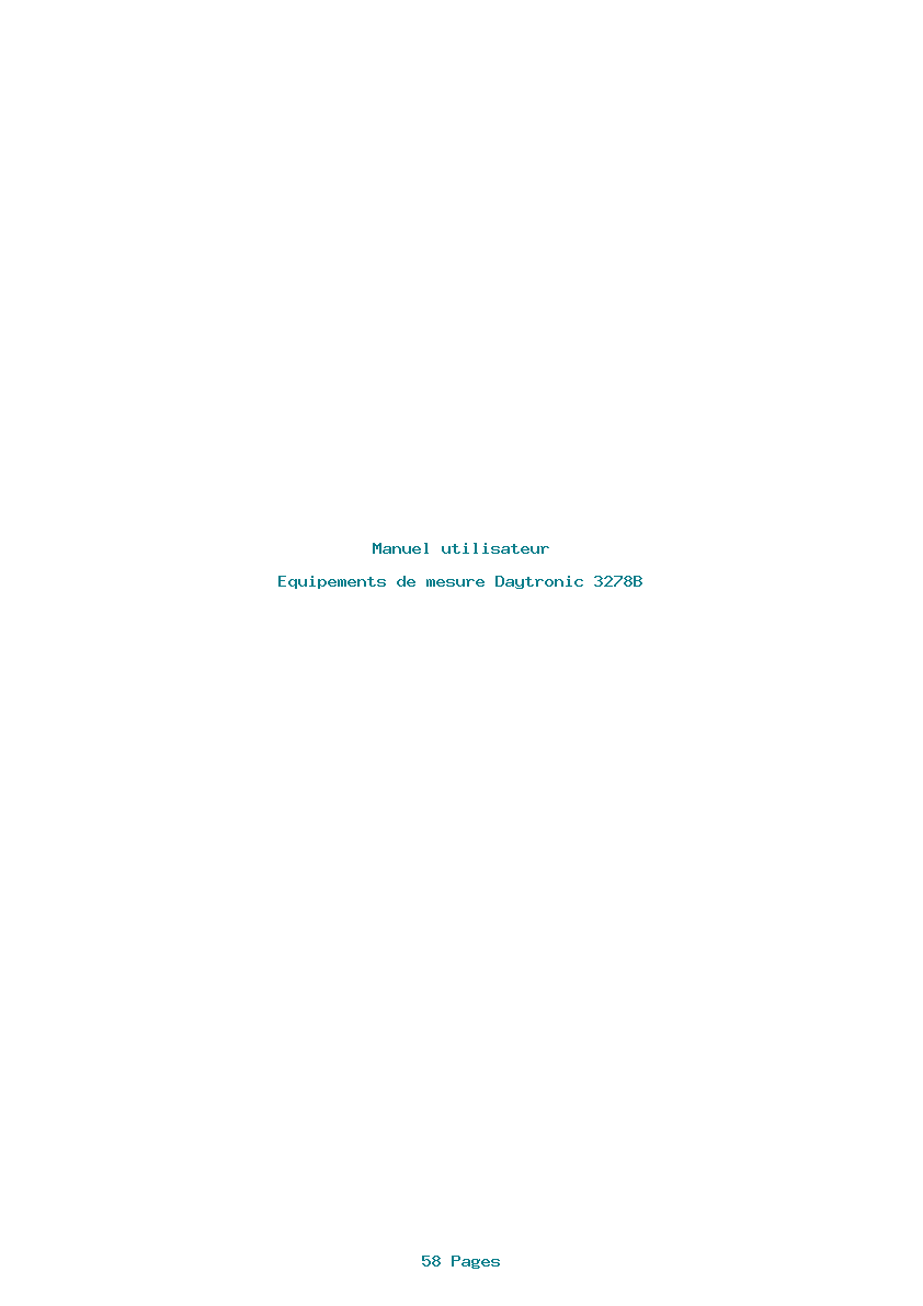 Page 1 de la notice Manuel utilisateur Daytronic 3278B