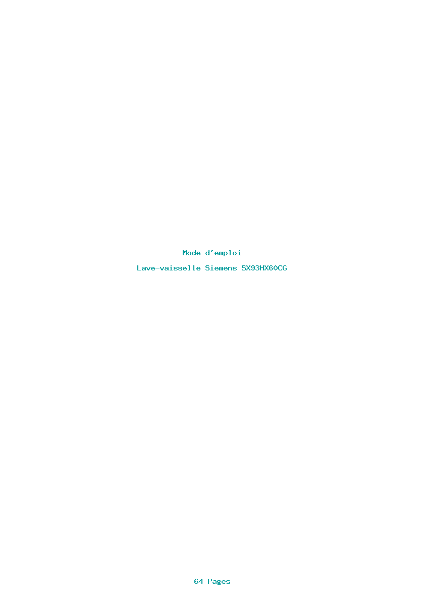 Page 1 de la notice Mode d'emploi Siemens SX93HX60CG