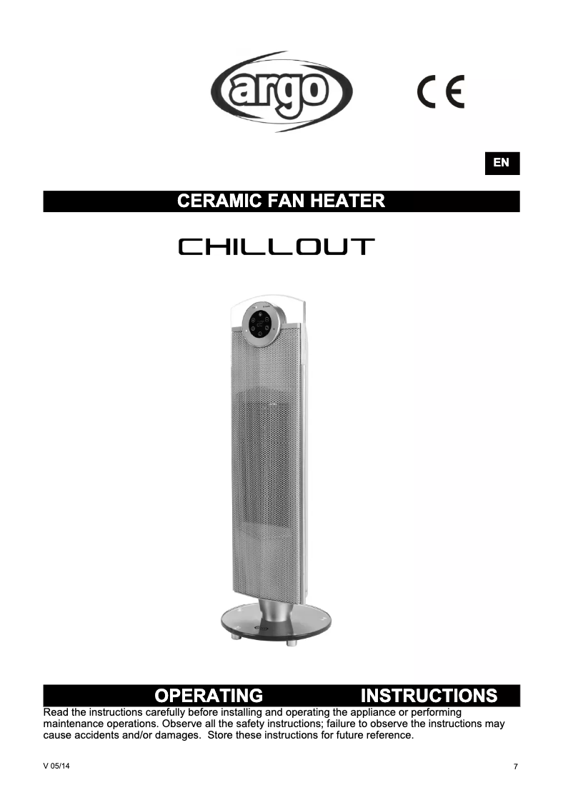 Page 1 de la notice Manuel utilisateur Argoclima Chillout